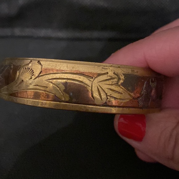 #2- Vintage from India solid Brass Bracelet Elephant Design 1980s - Picture 7 of 9